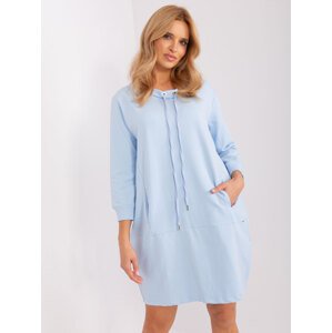 Svetlomodré mikinové šaty s vreckami a šnúrkami -RV-TU-9052.04-light blue Veľkosť: L/XL