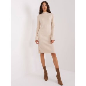 Svetlobéžové šaty s dlhým rukávom -BA-SK-2215.84-light beige Veľkosť: ONE SIZE