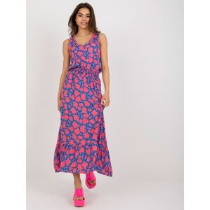 Ružovo-modré letné midi šaty so vzormi D73771R30391A-mix color Veľkosť: XL