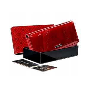 4U Cavaldi Červená kožená lakovaná peňaženka s reliéfom M567 [DH] PN24-YM Veľkosť: ONE SIZE