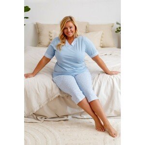 Svetlomodré plus size pyžamo s jemným kvetinovým vzorom Veľkosť: L