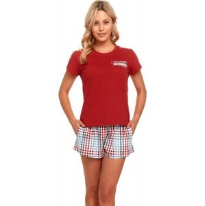 Červené krátke pyžamo s károvanými kraťasmi Veľkosť: XL