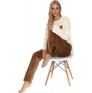 Béžovo-hnedé teplé plyšové pyžamo Veľkosť: XL