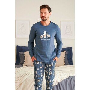 Tmavomodré pánske pyžamo so zvieracou potlačou Veľkosť: L