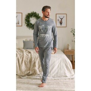 Dlhé sivé pánske pyžamo s potlačou Nature Veľkosť: 2XL