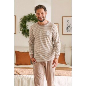 Béžové pruhované pyžamo BEAR YOURSELF Veľkosť: 2XL
