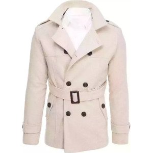 Svetlo béžový pánsky dvojradový kabát CX0420 Veľkosť: 2XL