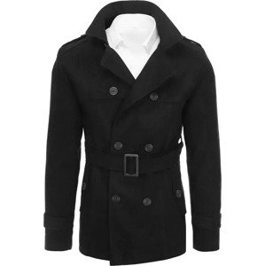 Čierny pánsky dvojradový kabát CX0423 Veľkosť: S