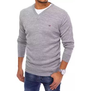Svetlo sivý pánsky sveter s výstrihom do V WX1822 Veľkosť: 2XL