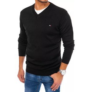 Čierny pánsky sveter s výstrihom do V WX1824 Veľkosť: 2XL