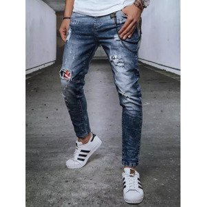 Tmavomodré dierované džínsy so vsadkami UX3721 Veľkosť: 36