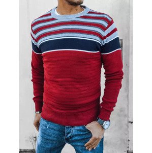 Červený pánsky sveter s pruhmi WX2045 Veľkosť: M