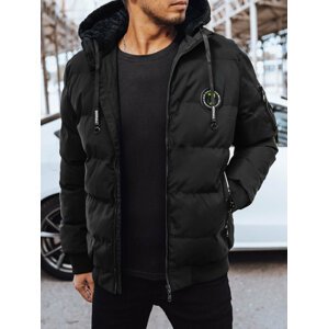 Čierna prešívaná zimná bunda s kapucňou TX4498 Veľkosť: 3XL