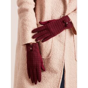 Dámske tmavo červené kockované rukavice AT-RK-9502.25-burgundy Veľkosť: XL/2XL