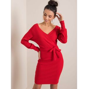 Dámske červené šaty s opaskom RV-SK-5297.23P-red Veľkosť: L