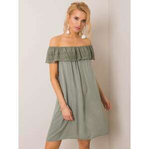 Dámske zelené šaty s odhalenými ramenami TW-SK-BI-80827.30-khaki Veľkosť: S
