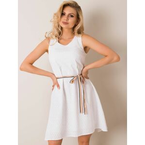 Dámske biele šaty s opaskom LK-SK-508217-1.26P-white Veľkosť: 38