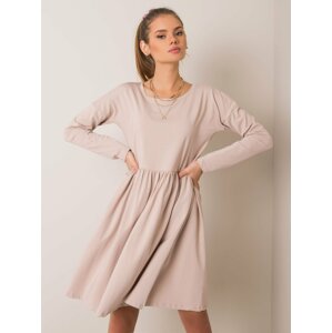 Béžové dámske šaty RV-SK-5889.41P-beige Veľkosť: L