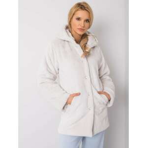 Svetlosivý dámsky chlpatý kabátik Teddy coat 217-PL-24702.88-grey Veľkosť: S