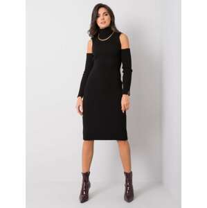Čierne uplé šaty s prestrihmi 263-SK-32831.22-black Veľkosť: S