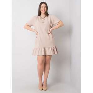 Béžové šaty s volánom RV-SK-6328.87P-beige Veľkosť: 3XL
