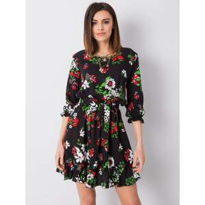 Čierne dámske kvetinové šaty LK-SK-507275.90P-black Veľkosť: M