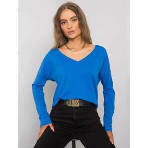 Modré tričko s dlhým rukávom a výstrihom do V RV-BZ-5945.35P-blue Veľkosť: M