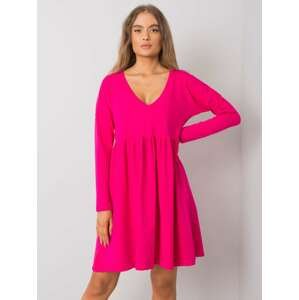 Ružové dámske šaty s dlhými rukávmi RV-SK-6008.19X-fuchsia Veľkosť: S