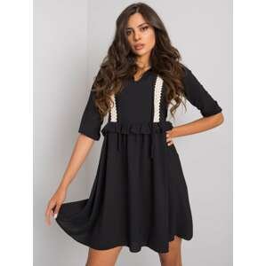 Čierne dámske šaty s volánikmi CHA-SK-1710.09-black Veľkosť: L/XL