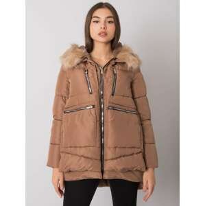 Svetlo hnedá dámska zimná bunda so zipsami NM-KR-H-1072.95P-camel Veľkosť: M