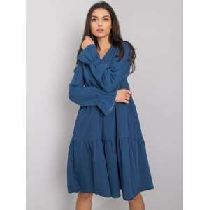 Modré dámske džínsové šaty s volánmi RO-SK-E08.37-blue Veľkosť: L