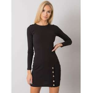 Čierne dámske mini šaty s dlhými rukávmi RV-SK-7246.29-black Veľkosť: S