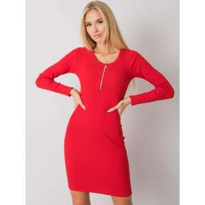Červené priliehavé šaty so zipsom RV-SK-5080-1.23P-red Veľkosť: L/XL