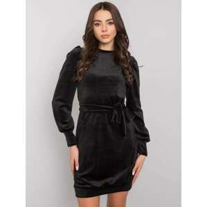Čierne zamatové mini šaty s opaskom WN-SK-873.24X-black Veľkosť: L