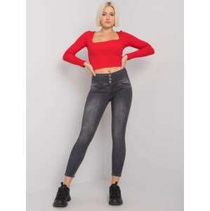Šedé dámske skinny džínsy s gombíkmi MH-SP-8783.52P-gray Veľkosť: 33