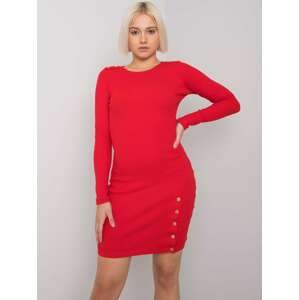 Červené mini priliehavé šaty s dlhými rukávmi RV-SK-7246.29-red Veľkosť: S