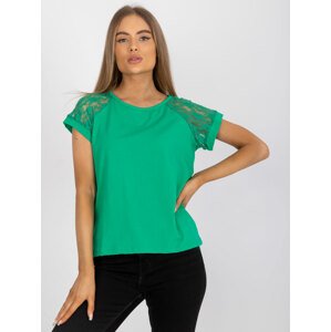 Zelené dámske tričko s čipkovými rukávmi RV-BZ-7841.29-green Veľkosť: L/XL