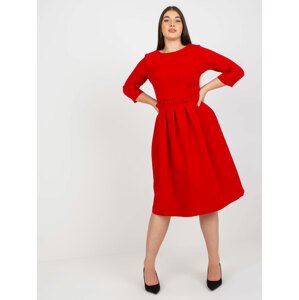 Červené midi šaty LK-SK-506589.31P-red Veľkosť: 48