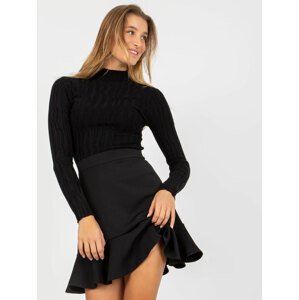 Čierna sukňa s volánikom -LK-SD-509063.28P-black Veľkosť: 42