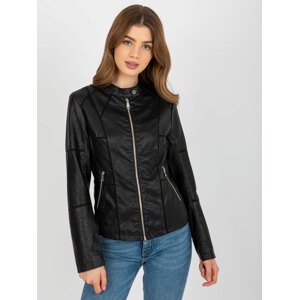 Čierna koženková dámska bunda -NM-KR-R23-076.96P-black Veľkosť: L