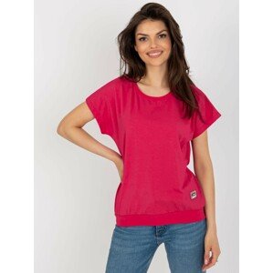 Tmavoružové jednofarebné tričko s okrúhlym výstrihom RV-BZ-8776.11-dark pink Veľkosť: L/XL