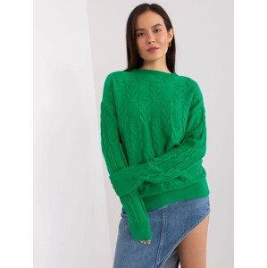 Zelený vrkôčikový sveter -AT-SW-2340.22-zielony Veľkosť: ONE SIZE