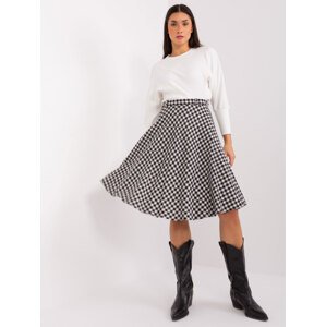 Čierno-biela károvaná midi sukňa LK-SD-508387-1.12P-white-black Veľkosť: 36