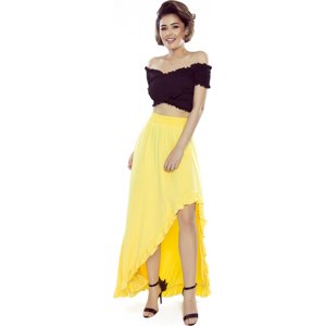 Asymetrická žltá dlhá sukňa s volánikom ALEX 426-1 Veľkosť: XL