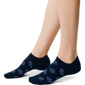 Tmavomodré dámske ponožky s motýlikmi Art.021 EB048, NAVY BLUE Veľkosť: 35-37