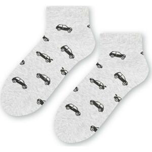 Pánske/chlapčenské sivé ponožky s autami Art.025 IA047, LIGHT GRAY MELANGE Veľkosť: 41-43