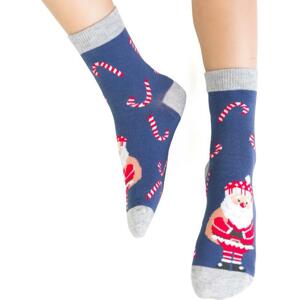 Modré detské vianočné ponožky so škriatkom Art.014 JL027, DENIM Veľkosť: 26-28