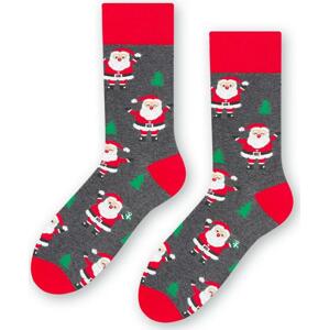 Sivo-červené pánske vianočné ponožky so škriatkami Art.136 KL122, GRAY MELANGE Veľkosť: 41-43