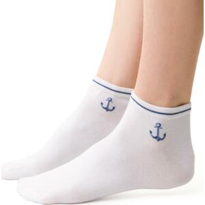 Biele unisex členkové ponožky s kotvičkami Art. 117 YG001, WHITE Veľkosť: 35-37