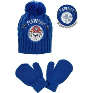 Chlapčenský modrý set rukavíc a čiapky s Labkovou patrolou Veľkosť: 50